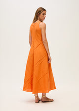 Linen Midi Dress-Orange