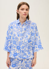 Linen print-Shirt-Cornflower blue print