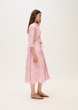 Belted Shirt Dress-Pink