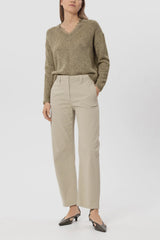 V neck sweater with lace trim