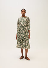 Cotton Dress with belt-Dark Green