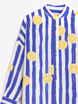 Mao Stripe and print shirt