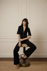 Cassandra Flared Denim Jumpsuit