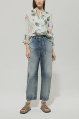 218575/3716-Ramie floral print blouse
