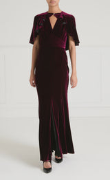 Ashcombe Velvet Dress-Claret