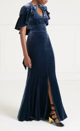Ashcombe Velvet Dress- Slate Blue