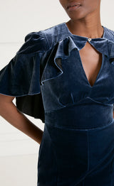 Ashcombe Velvet Dress- Slate Blue