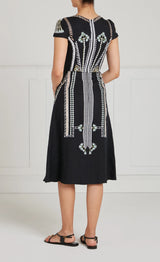 Avalon Linen Dress-Black