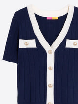 Short Sleeve Rib Cardigan