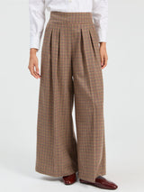 Wide Leg Plaid Trousers