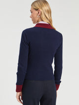 Jumper with contrast collar and cuff