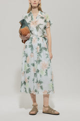 518270/3747-Ramie floral print Skirt