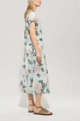 518270/3747-Ramie floral print Skirt