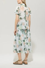 518270/3747-Ramie floral print Skirt