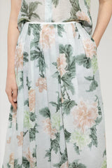 518270/3747-Ramie floral print Skirt