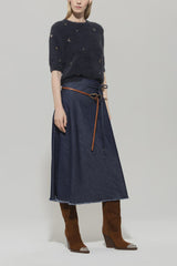 Denim Skirt With Tie