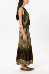 Rock Leaf Print Maxi Skirt