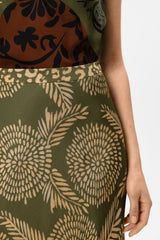 Rock Leaf Print Maxi Skirt
