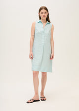 SleeveLess Linen Dress-Light blue