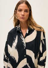 Printed cotton shirt-Black