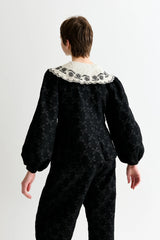 Clementine bow jacquard blouse