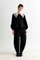 Clementine bow jacquard blouse