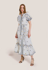 1700-Fia Floral EMB S/Slv long dress