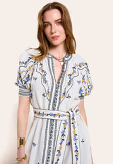 1700-Fia Floral EMB S/Slv long dress