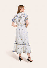 1700-Fia Floral EMB S/Slv long dress