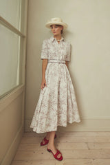 Flora Cherry Blossom Cotton Shirt Dress