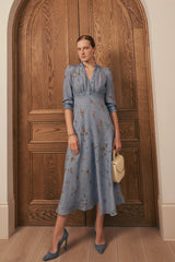 Gabriella Silk Tea Dress-Meadow Floral