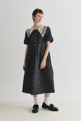 Iris Bow Jacquard Midi Dress