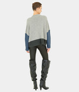 Colour Block V-Neck Jumper - Moonbeam