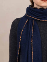 Weaver cashmere Scarf-Navy