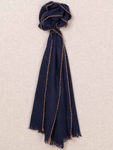 Weaver cashmere Scarf-Navy