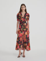 Lea Long silk Dress - Aster Flame
