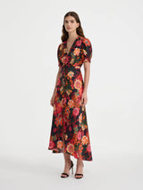 Lea Long silk Dress - Aster Flame