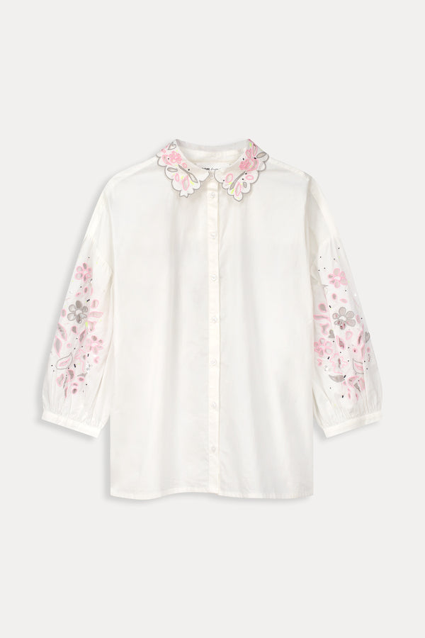 SP7746-Embroidery ecru blooming Bls