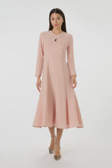 Vogue Fit & Flare crepe Dress-Rose