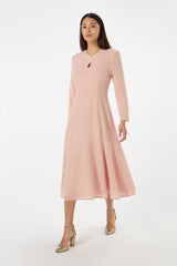 Vogue Fit & Flare crepe Dress-Rose