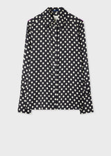 Black Polka Dot Long-Sleeve Shirt