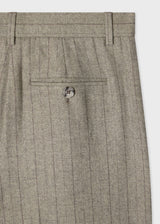 Grey Chalk Stripe Wool-Blend Wide-Leg Trousers