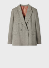 Grey 'Chalk Stripe' Relaxed Double-Breasted Blazer