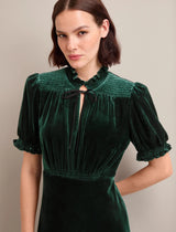 Irina velvet bias cut maxi dress - green