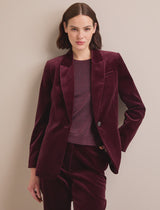 Jamie velvet classic blazer-Burgundy