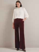 Taylor velvet wide leg Trouser-Burgundy