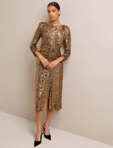 Monique sequin boat neck midi