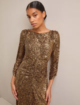 Monique sequin boat neck midi