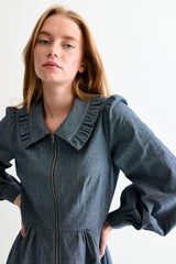 Zoya Zip Front Midi Dress