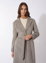 Belted Fitted Beige Wool Coat